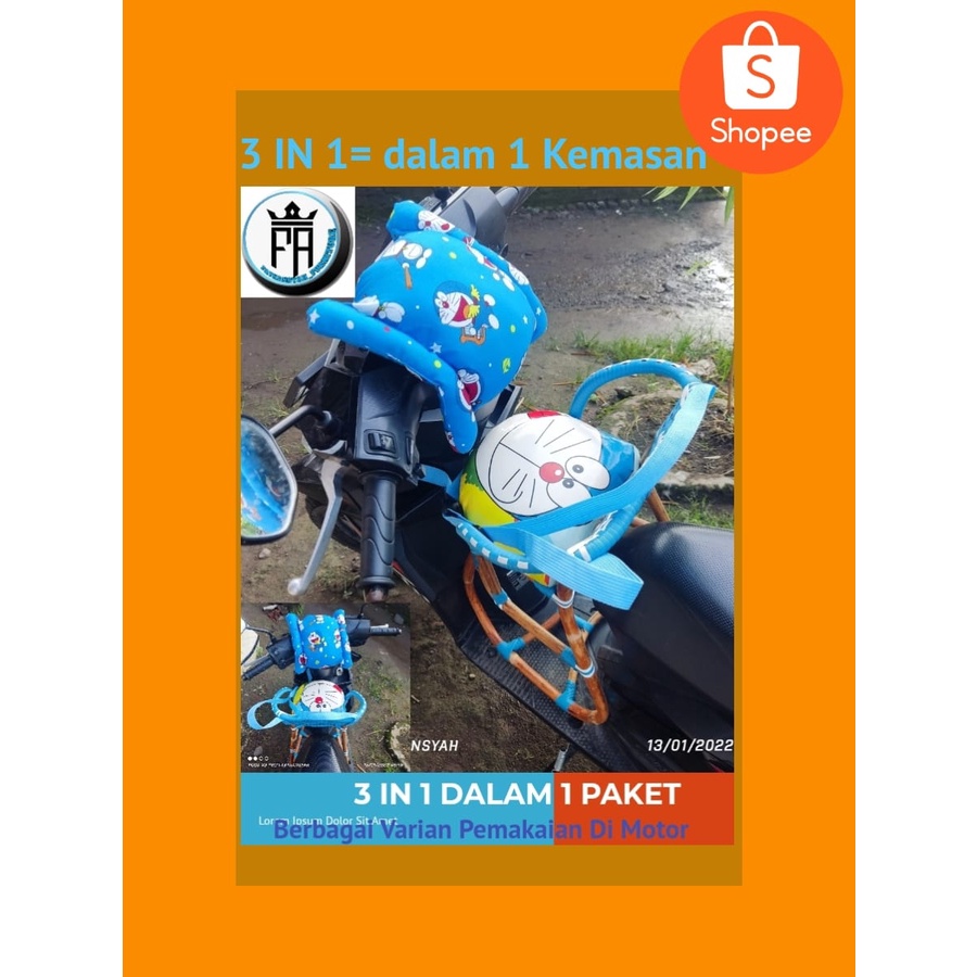 boncengan motor metick 3 in1  /kursi boncengan sabuk sefty bantal setang berkarakter doraemon tayo hellokty