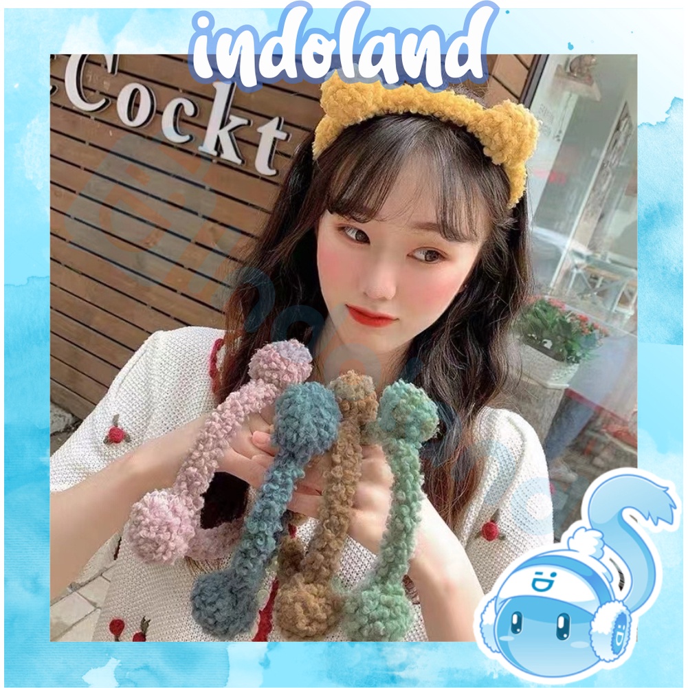 ☀INDOLAND ☀  Bando Kartakter Telinga Beruang Bear bulu korea kekinian Bandana bando handuk Aksesoris Rambut R847