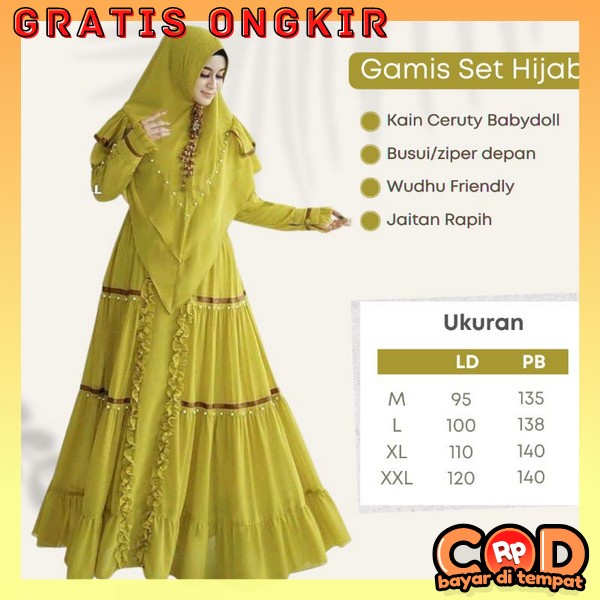 Setelan Games + Krudung Gsmis Ibuibu Pengajian Bj Gami Set Hijan Baju Wanita Muslimah Terbaru 2023 D
