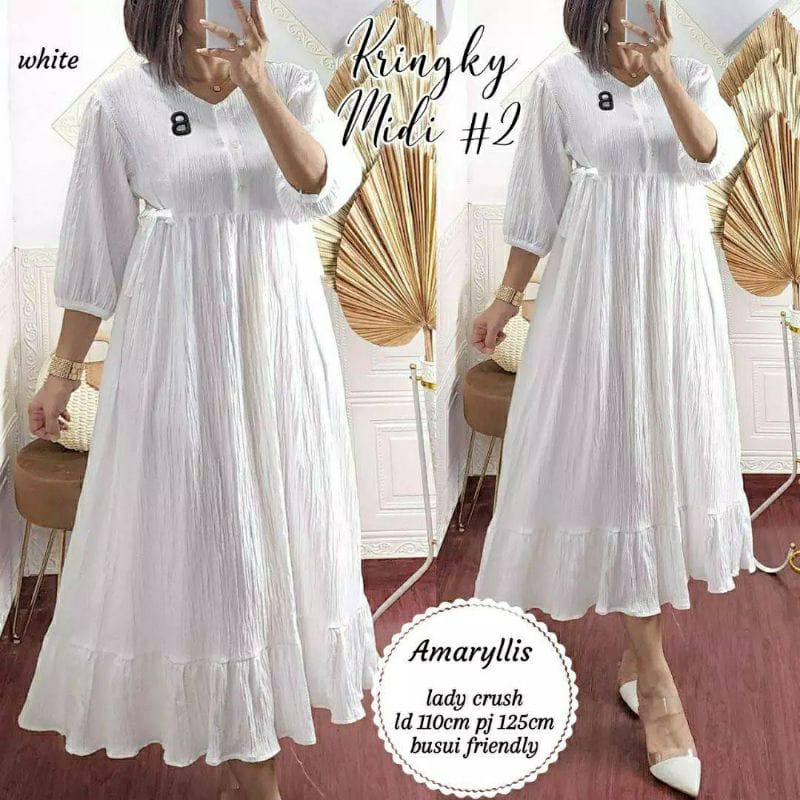 KRINKY MIDI DRESS M L XL | DAPAT GAMIS WANITA ( TIDAK TERMASUK HIJAB ) GAMIS TERBARU WANITA DEWASA B