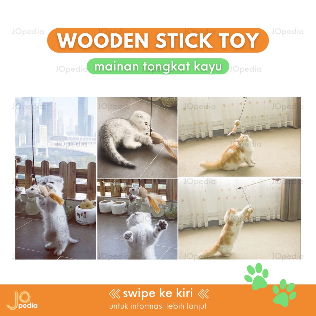 TONGKAT KAYU BULU A Mainan Kucing Stik Wooden Stick Toy Cat Teaser