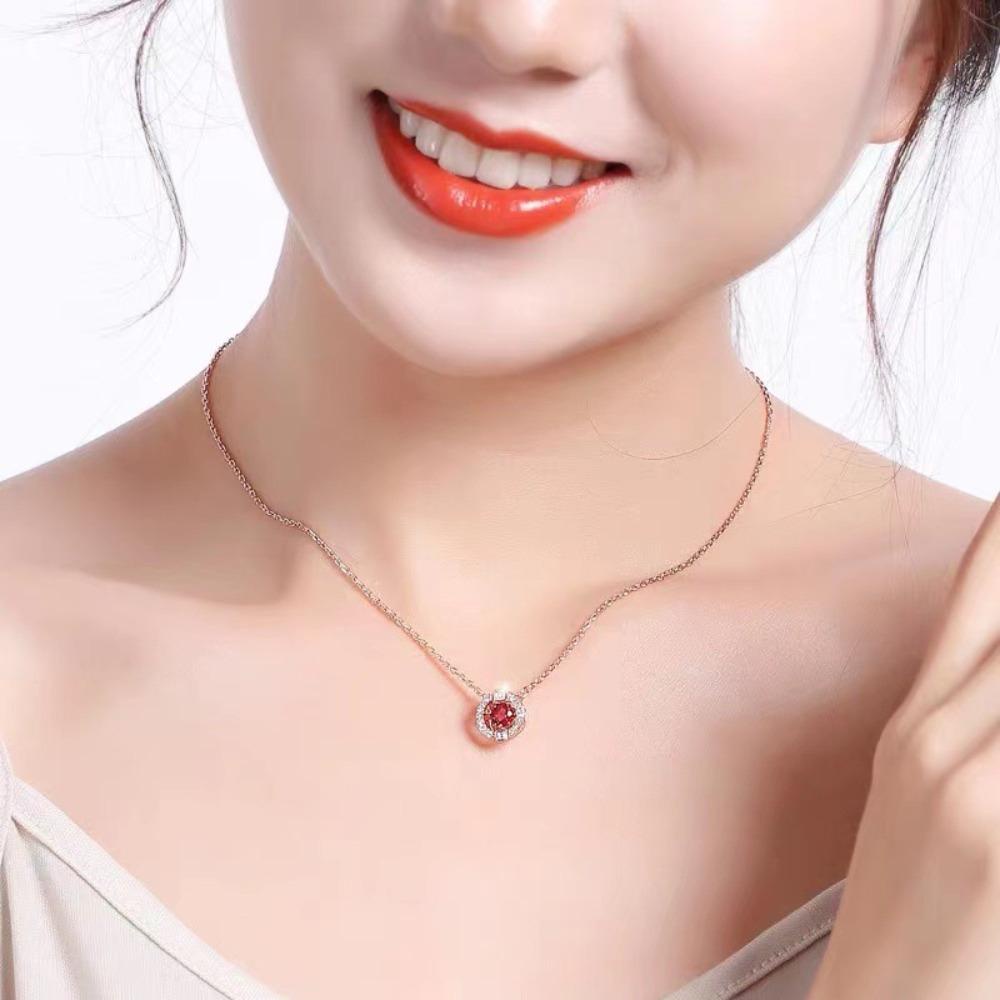 Mxbeauty Wanita Kalung Hadiah Ulang Tahun Shinny Mewah Elegan Perhiasan Fashion Indah Zirkon Liontin