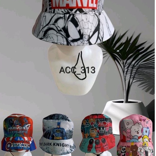 Topi Bucket Tali Anak/Topi Rimba Tali Anak. 3 - 7 Thn. Cowok/Cewek. Lucu & Keren Bucket Anak Karakte