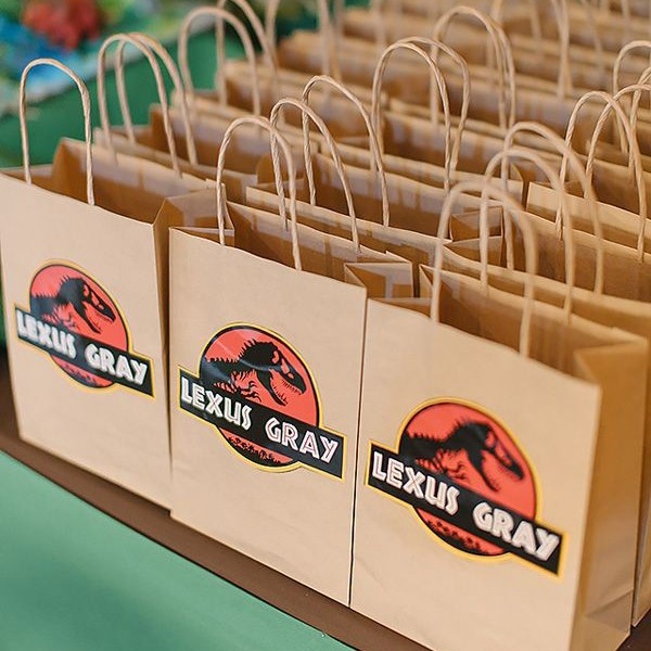 tas souvenir ulang tahun anak / paper bag/ goodie bag DINOSAURUS NAME