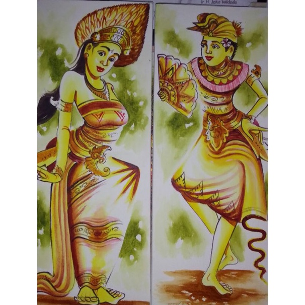 Lukisan sepasang penari Bali pesanan
