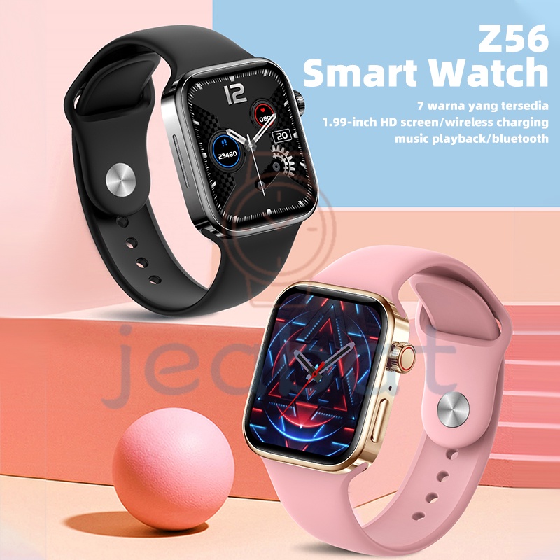 BONUS❤️Z56 Smart watch ORI IWO Serise 8 Jam Tangan Wanita/Pria/Couple with NFC 1.99 inches Square Screen wallpaper custom Heart Rate blood pressure monitor Wireless charge Spin button Sport Smart watch PK i8promax i8 pro max