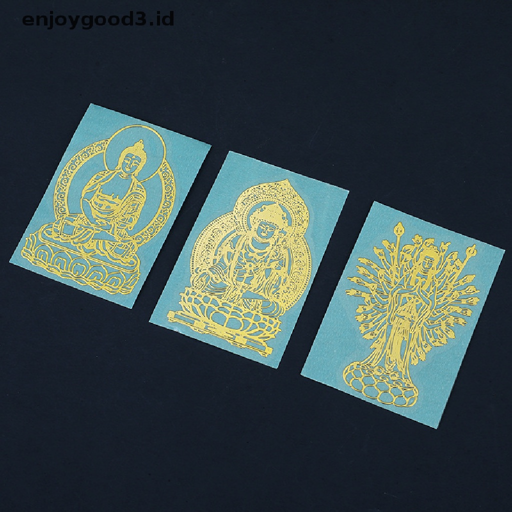 1pc Stiker Dinding 3D Desain Buddha Tibet Warna Emas Untuk Dekorasi