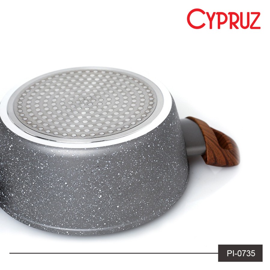 Cypruz PI-0735 Panci Marble Bakelite Kayu 20cm + Tutup