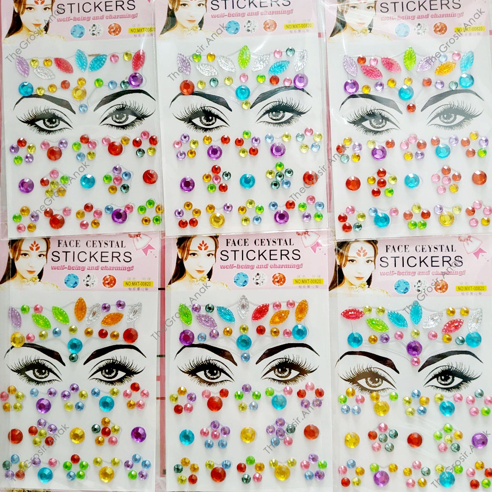 Face Sticker Makeup WARNA RANDOM Manik Wajah Mata Stiker Kristal Diamond