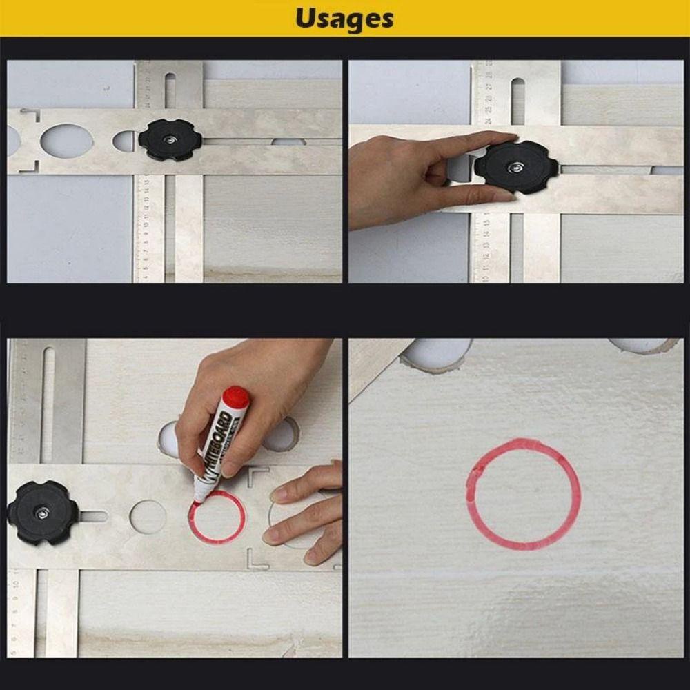 Rebuy Hole Opener Locator Universal Adjustable Tile Hole Locator Pembuka Marmer Multi Fungsi Untuk Posisi Kerja Hias Rumah Penggaris Puncher