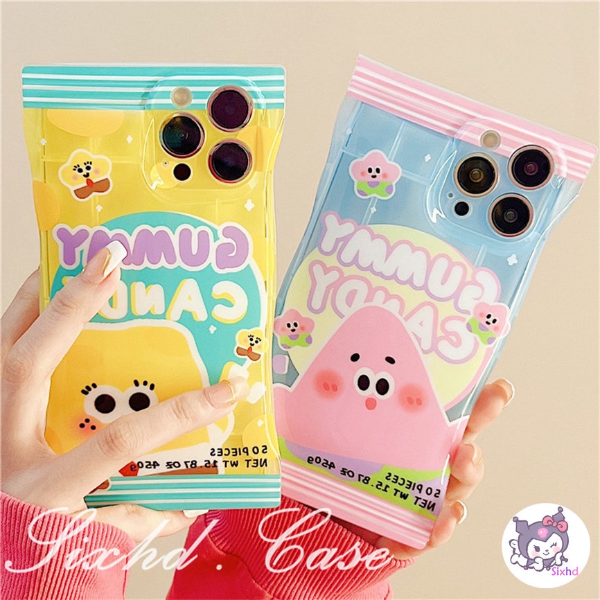 Compatible For iPhone 14 13 12 11 Pro Max SE2020 X Xr Xs Max 8 7 Plus Candy Snack Bag Case Cartoon Spongebob Phone Case Soft Shockproof Silicon Tpu Protective Cover