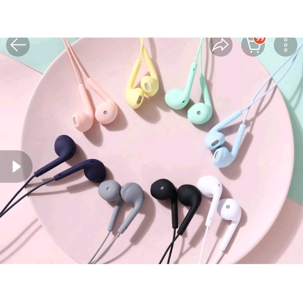 Headset Macaron Matte Colorfull U19 Hifi Stereo Extra Bass/earphone handsfree handfree