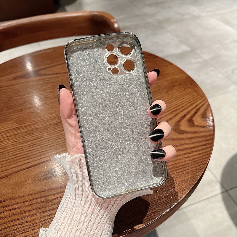 Casing iPhone 13 Pro Max 11 12 XR X XS Max 7 8 Plus SE 2022 Shockproof Aksen Glitter Mewah
