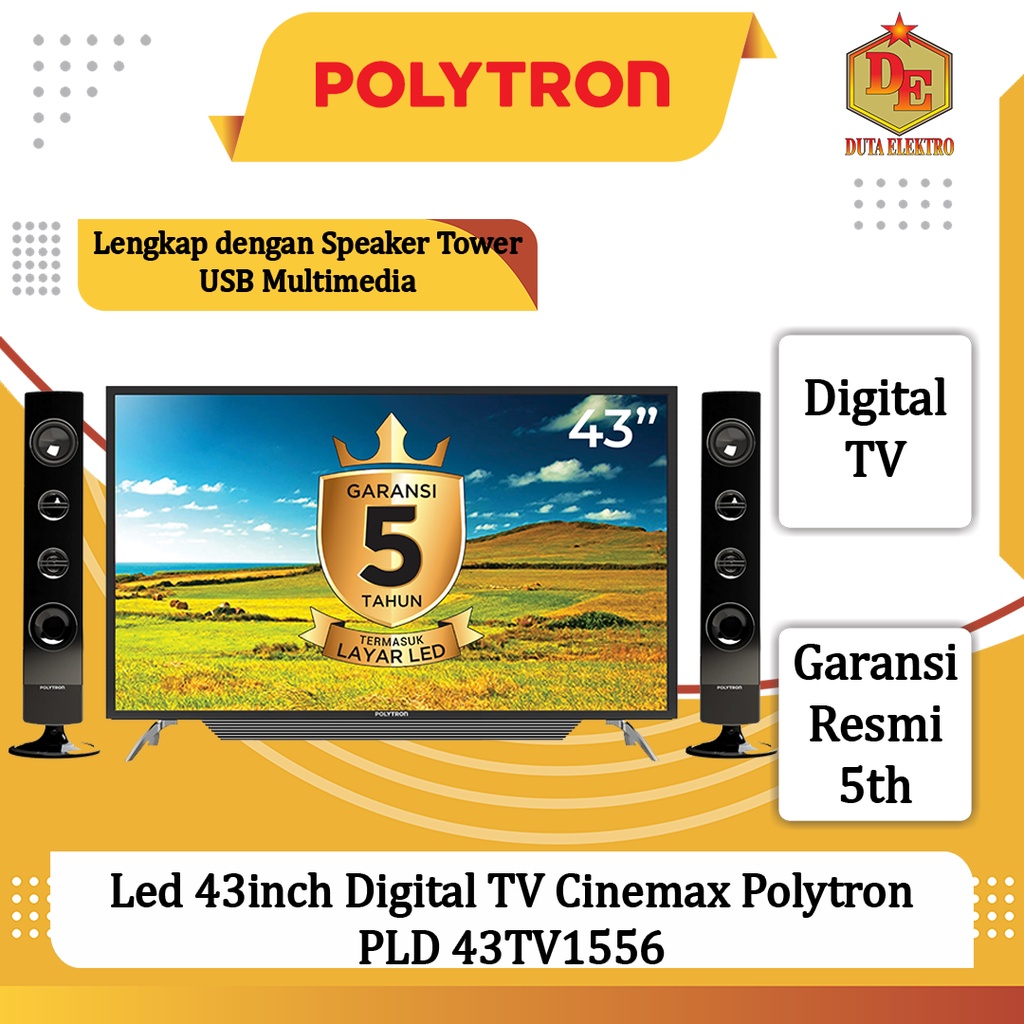 Led 43inch Digital TV Cinemax Polytron PLD 43TV1556
