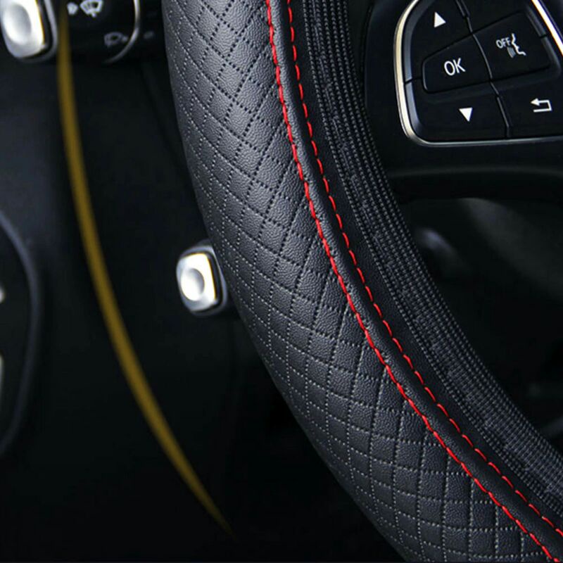 Cover Setir Mobil Bahan Kulit Steering Wheel Cover Carsoon rz503 Black