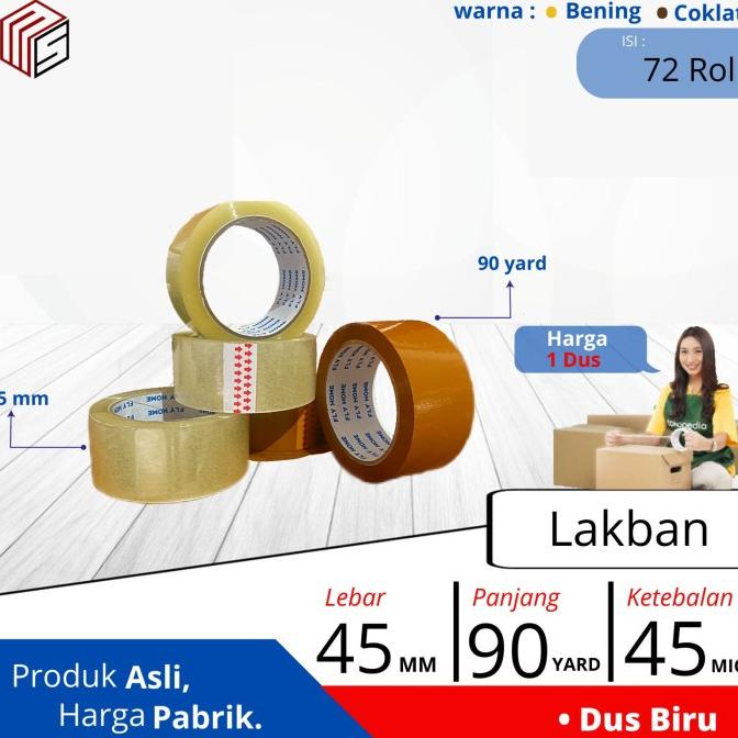 

FLY HOME Lakban bening 100 Yard 72pcs Harga Grosir 72/90/100