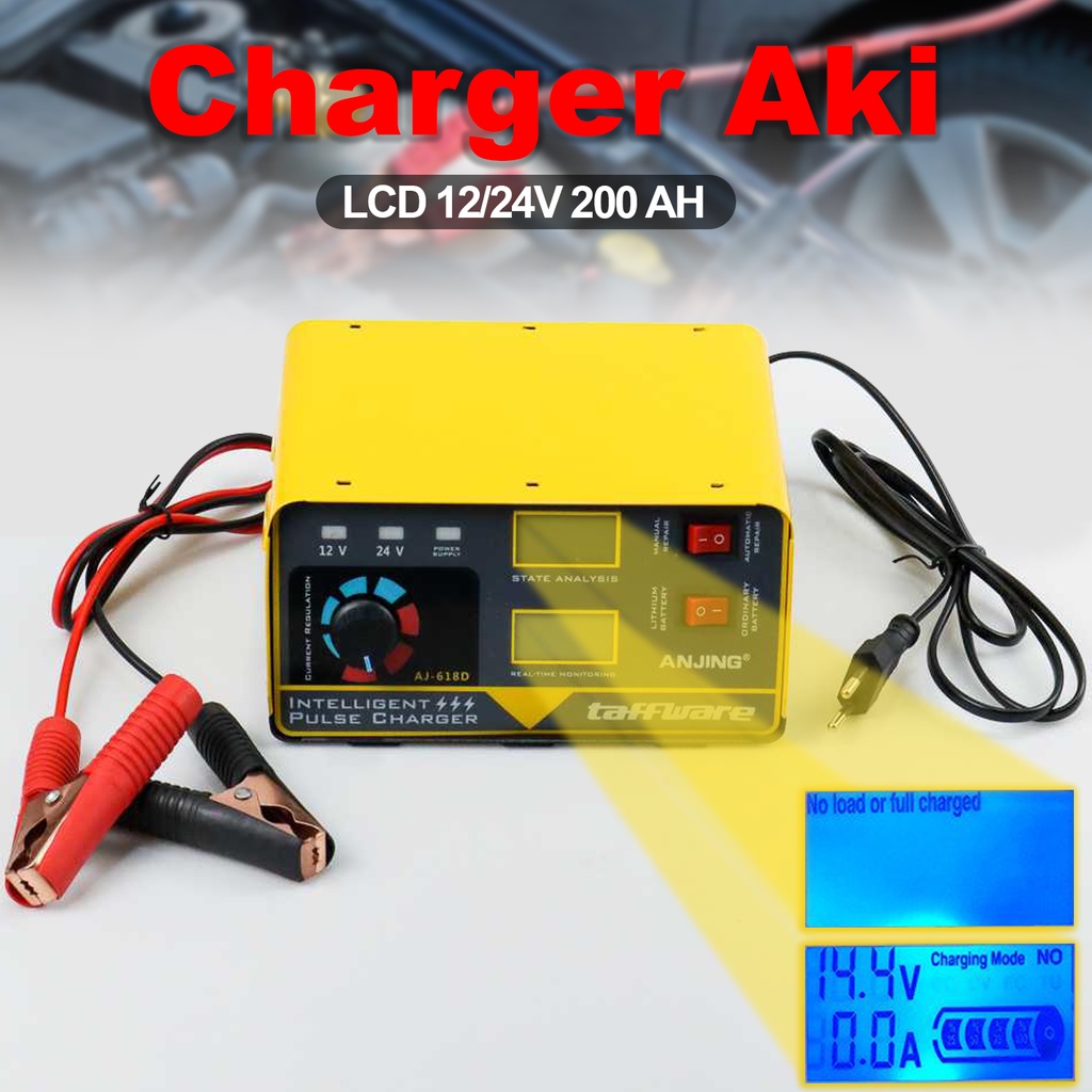 Charger Aki Mobil Dan Motor 12 / 24 Volt 240Watt 200AH Otomatis Charger Battery Auto On Off Digital 