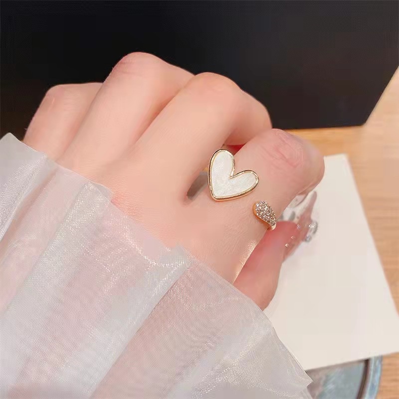 Cincin Model Terbuka Bentuk Hati Unik Gaya Jepang Korea Selatan