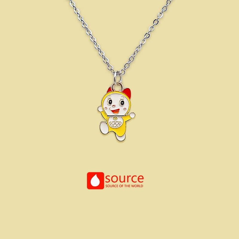 Kalung Rantai Liontin Kartun Doraemon Bahan Stainless Steel Alloy Untuk Anak