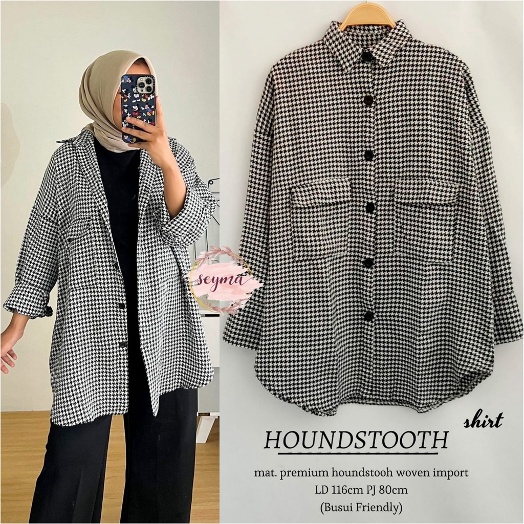 HOUNDSTOOTH KEMEJA BLOUSE OVERSIZE ORI SEYMA