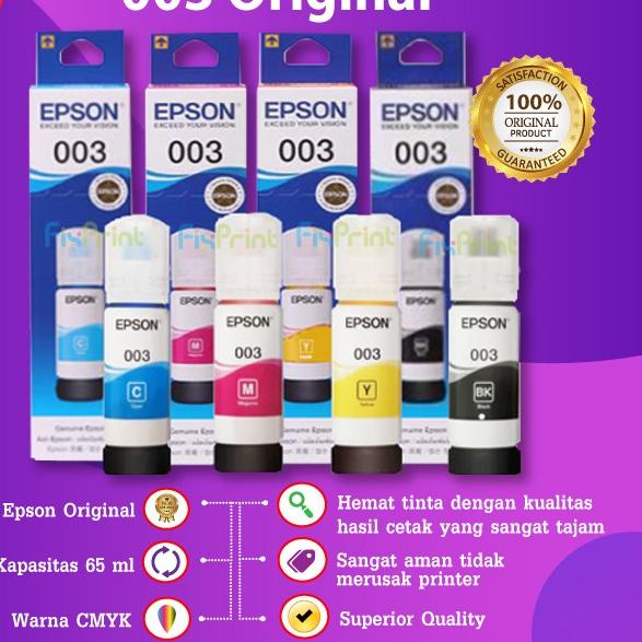 Tinta Refill Epson 003 Ink Printer L1110 L3210 L3110 L3210 L5190 L5290 - TINTA ORIGINAL, Hitam