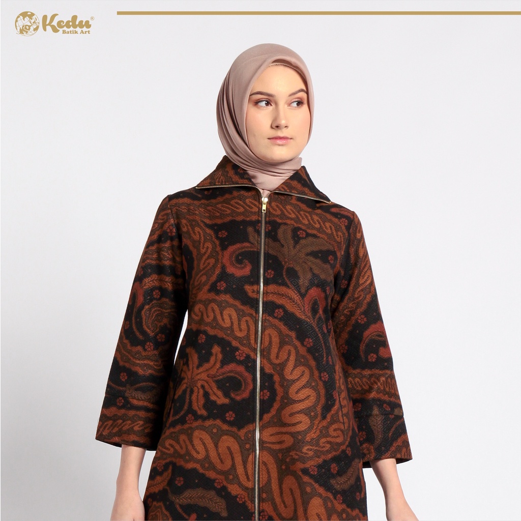 Kedu Batik - Tunik Batik Dobby Zipper USUS Tunik Wanita Formal