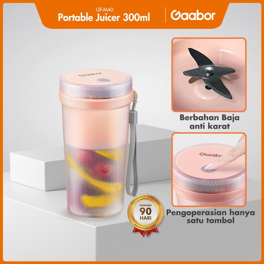 Gaabor Rechargeable Mini Portable Juicer 300ML Blender Jus Mini