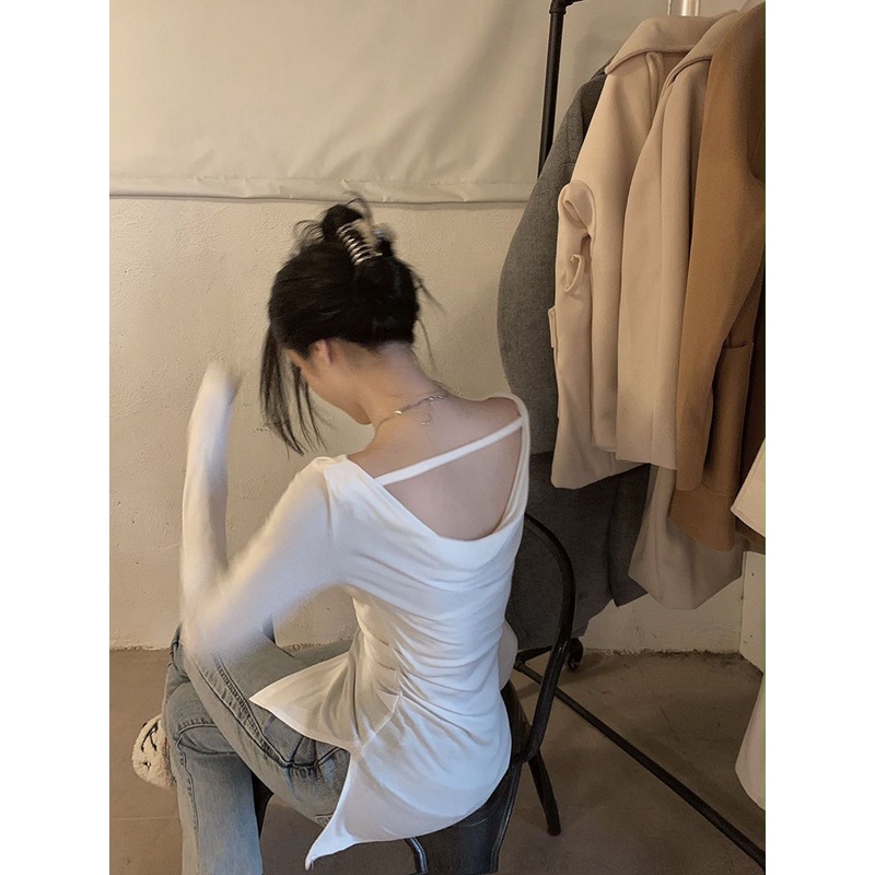 Red EASTERN CAMEL hot girl temperamen self-budidaya strapless T-shirt wanita musim gugur inner bottoming kemeja keinginan murni panjang lengan atas
