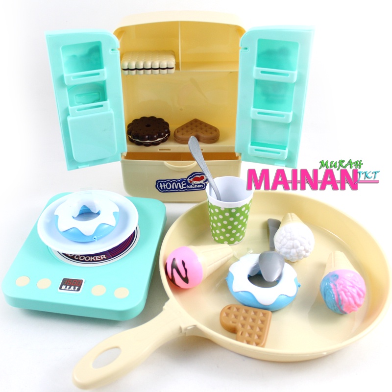 MAINANKEI MAINAN ANAK MURAH DELICIOUS FOOD LEMARI KULKAS ICE CREAM YK34 PANCI MASAKAN INFRARED COOKER