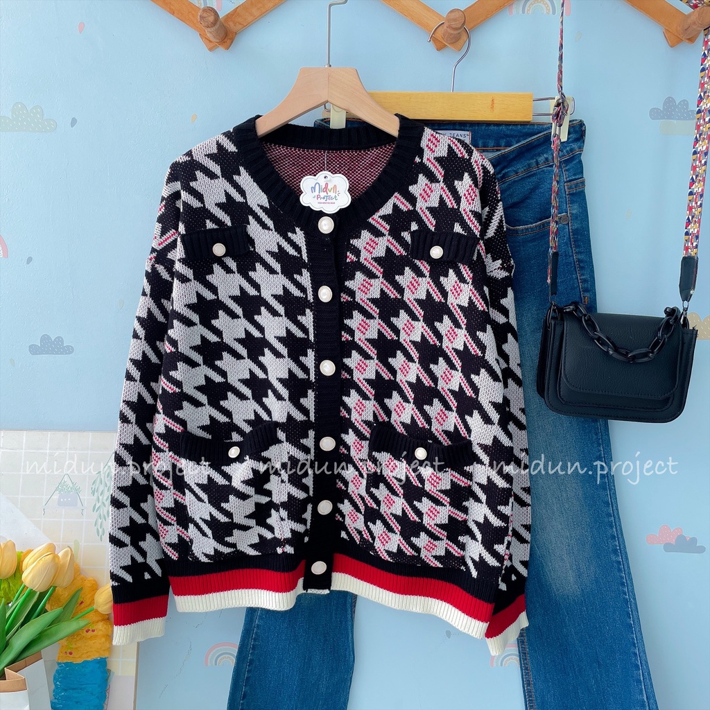 HELENA HOUNDSTOOTH CARDY | CARDIGAN PREMIUM