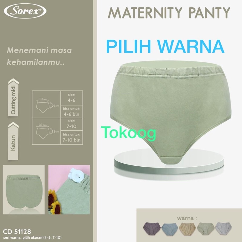 Celana Dalam Hamil Sorex Maternity Panty Premium Quality Katun Cutting Midi Pilih Warna