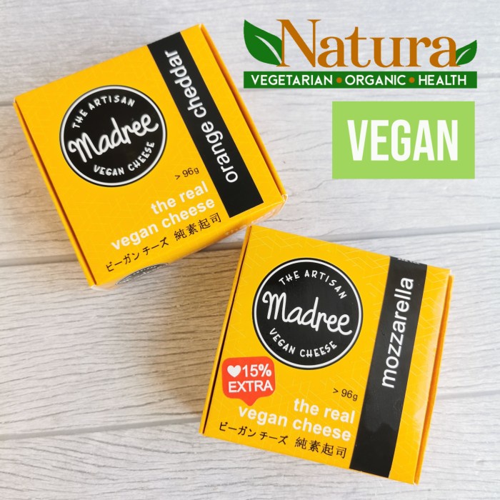 

NEW Madree Vegan Cheese 96gr Keju Almond Vegan Vegetarian Beku - Orange Cheddar