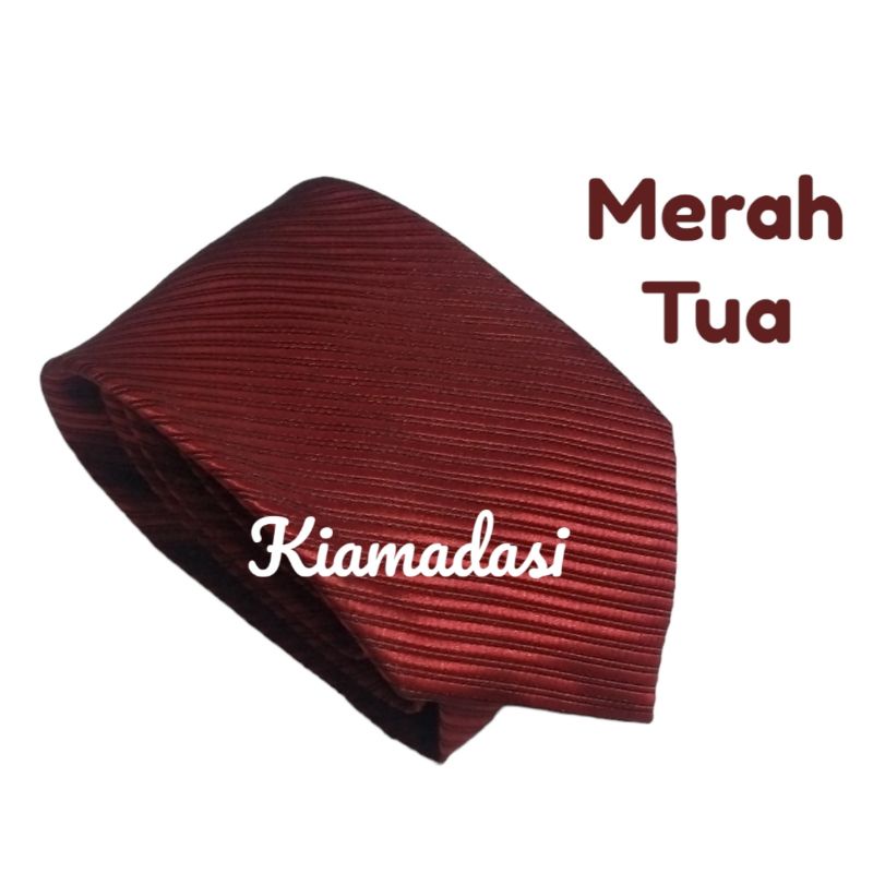 Dasi Salur Merah Tua Maroon Dasi Marun Polos