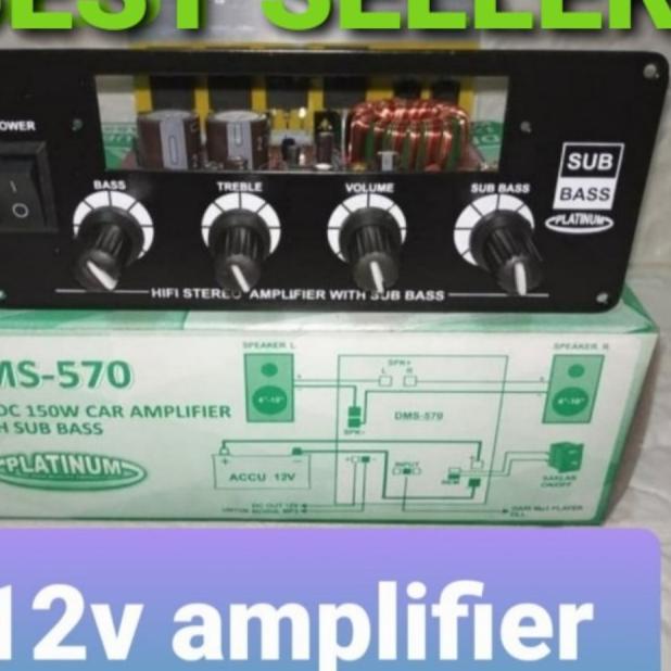 amplifier ampli audio 12v dc 12 v volt mobil motor aki accu dms 570