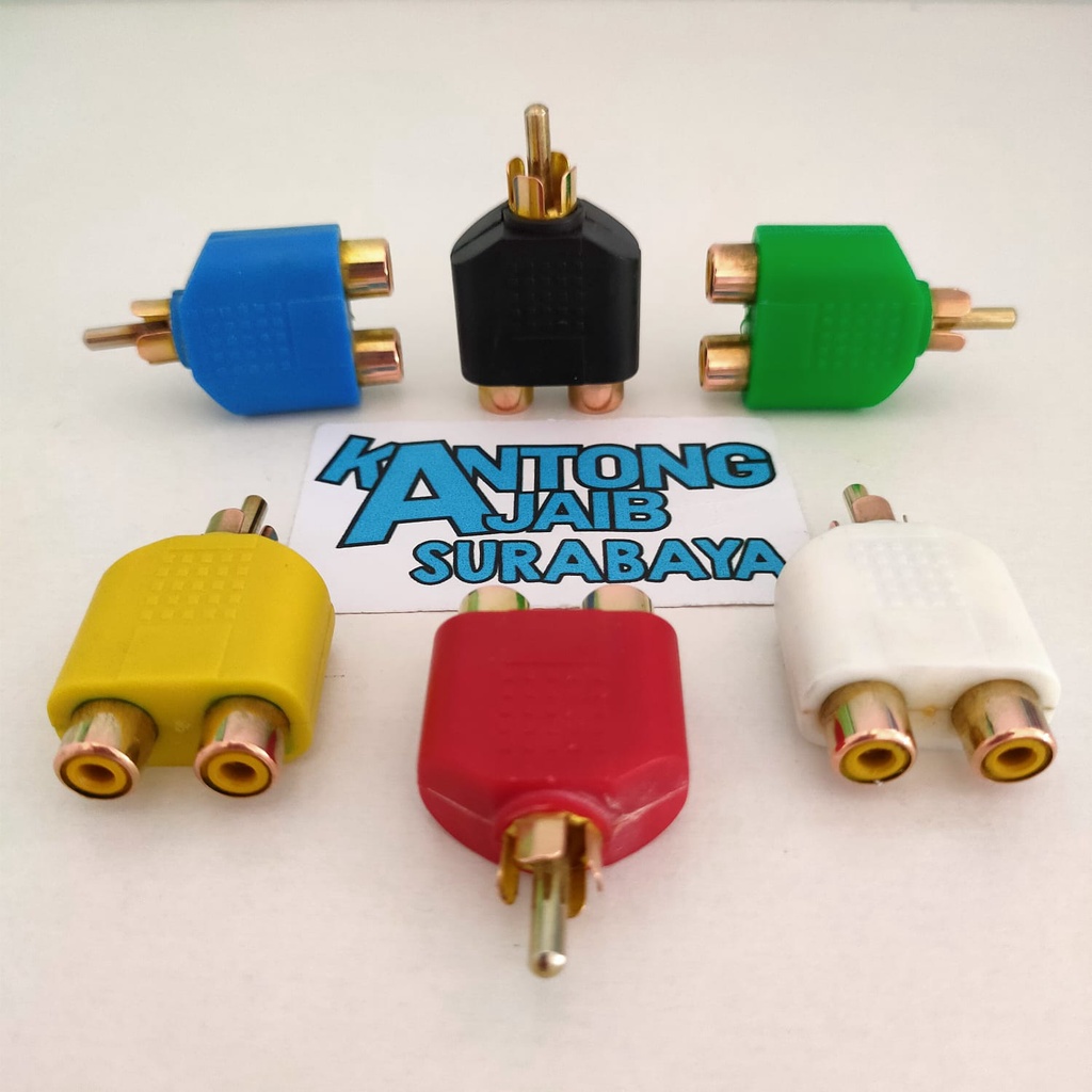 T Jack RCA Gold Warna Converter Jack RCA to 2 Cover RCA Y RCA Jack AV T RCA Spliter Jack Video 3556
