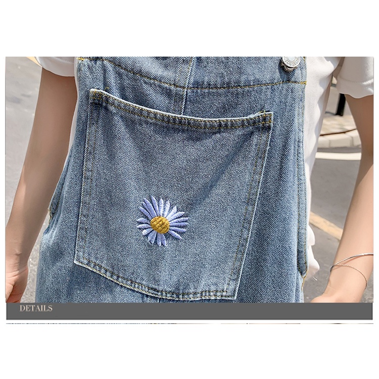 Overall Jeans Wanita / Celana Kodok Jeans Wanita /Jumpsuit Jeans Wanita/Krisan Bordir Overall Jeans (realpict)