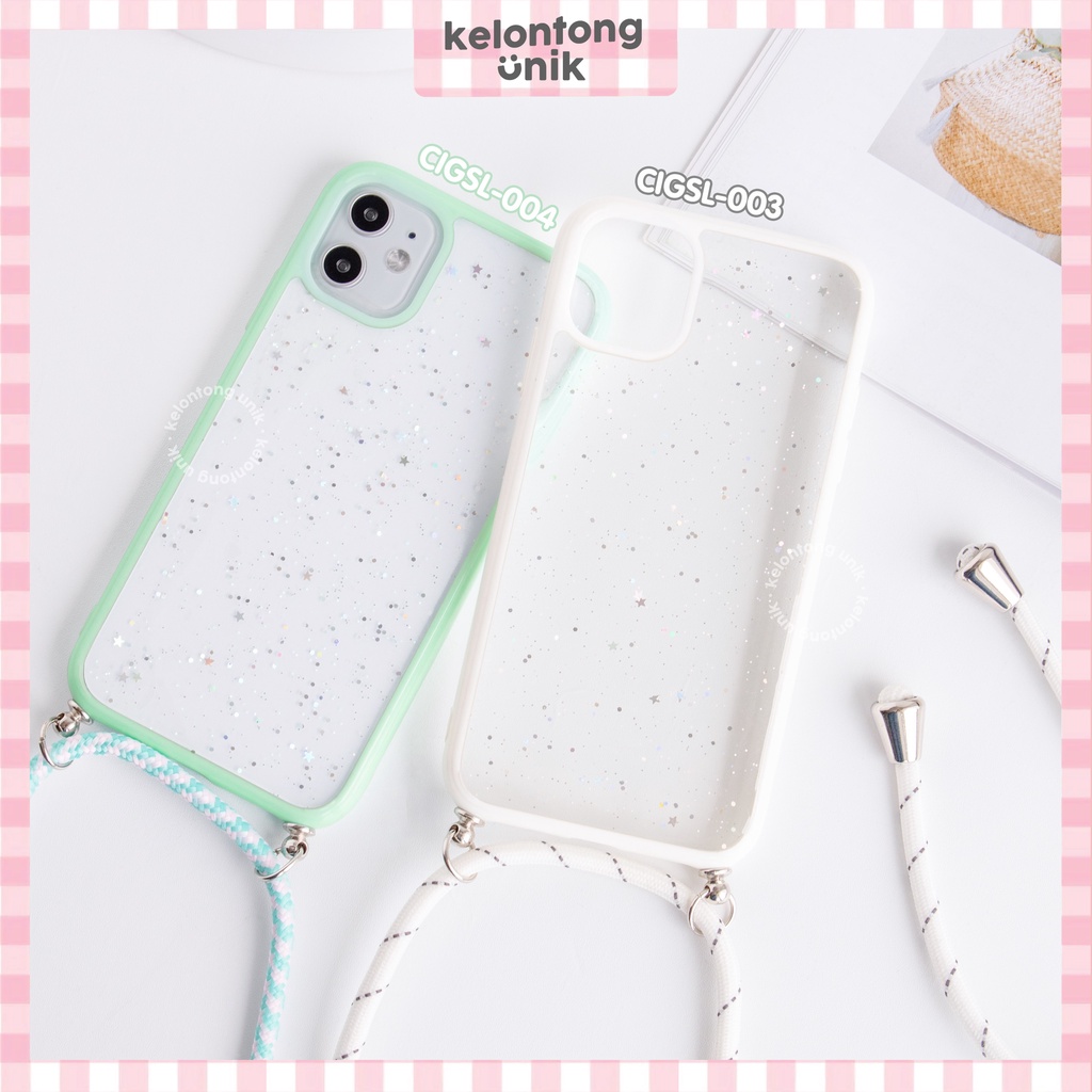 (Seri 2) For iPhone - Star Light Glitter Lanyard Case/ Sling Case Tali