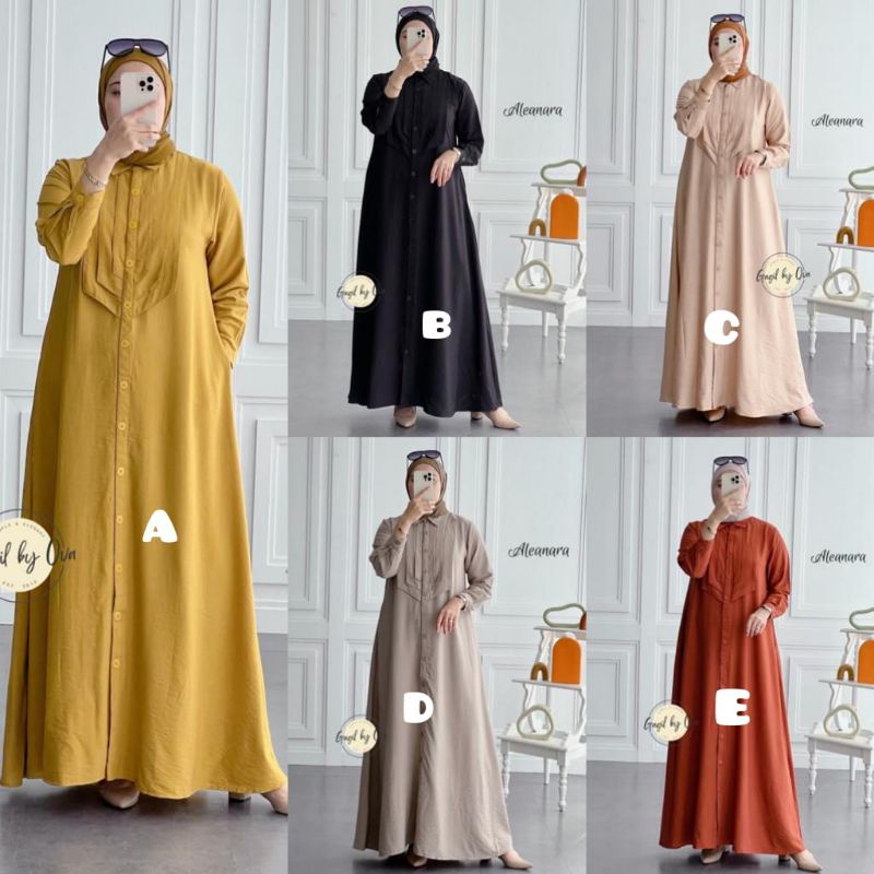 DRESS PREMIUM ALEANARA ORIGINAL GAGIL FASHION BY OVA VALORA BUSUI WUDHU FRIENDLY DESAIN