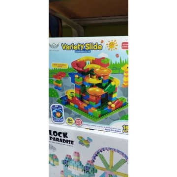 Mainan Track Building Brick Marble Race Run 168pcs Maze Block Runner