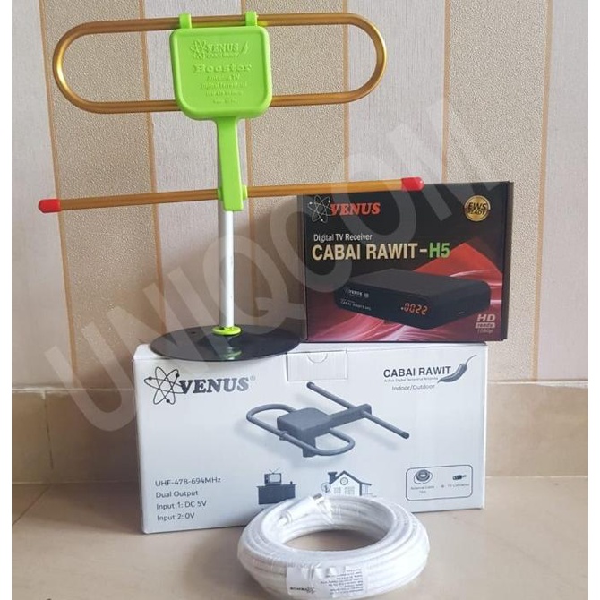 Paket Antena Venus Cabai Rawit + STB DVBT2 Venus Cabe Rawit