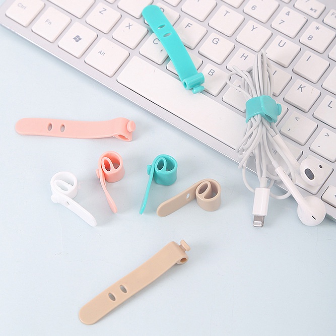 Pengikat Kabel Charger Silicon Isi 1 Pcs Kabel Organizer Cable Clip Cord Holder Penggulung Kabel Headset Karet Perapih Kabel Warna Random
