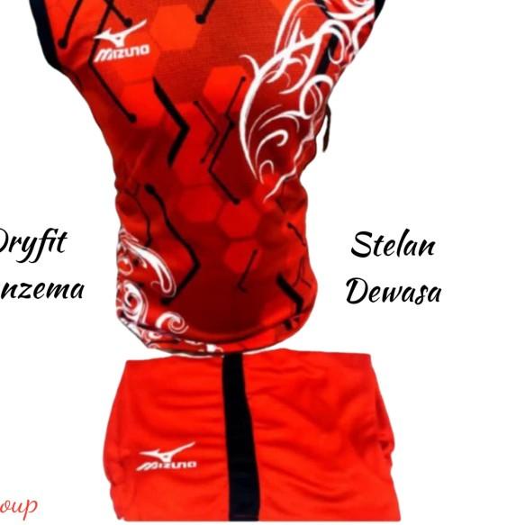 Jersey badminton Jersey olahraga stelan mizuno terbaru - Hitam merah, M