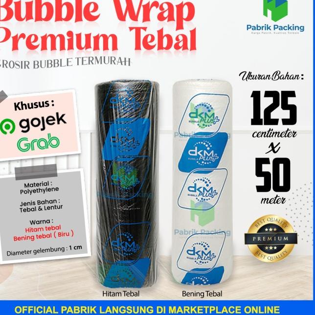 

BUBBLE WRAP ROLL DKM PLUS VARIANT PREMIUM SIZE 125 CM x 50 M - HITAM PREMIUM