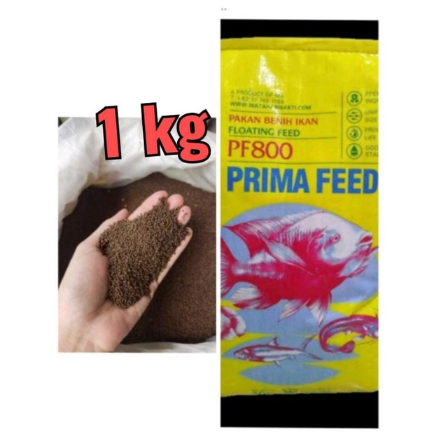 Pelet Pakan ikan PF 800, 1 kg, repacking, utk Benih Lele Nila Gurame Gabus A