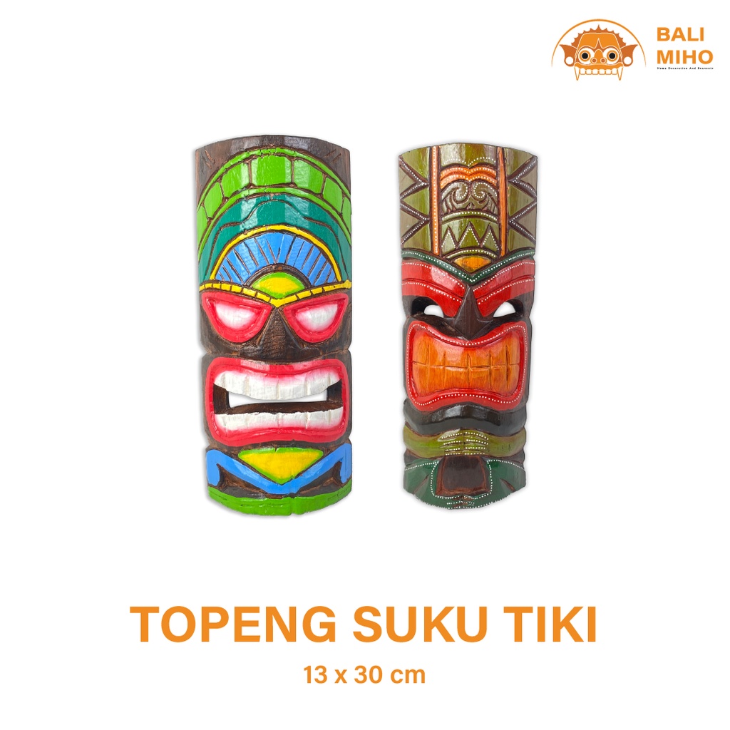 Dekorasi Dinding Topeng Suku Tiki Tinggi 30 cm - Dekorasi Topeng Kayu - Topeng Suku Asmat - Dekorasi