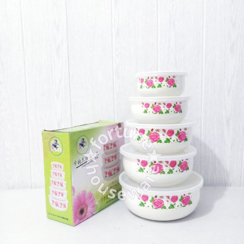 SINDA Bowl Set / Mixing Bowl Enamel Set / Rantang Susun 5PCS