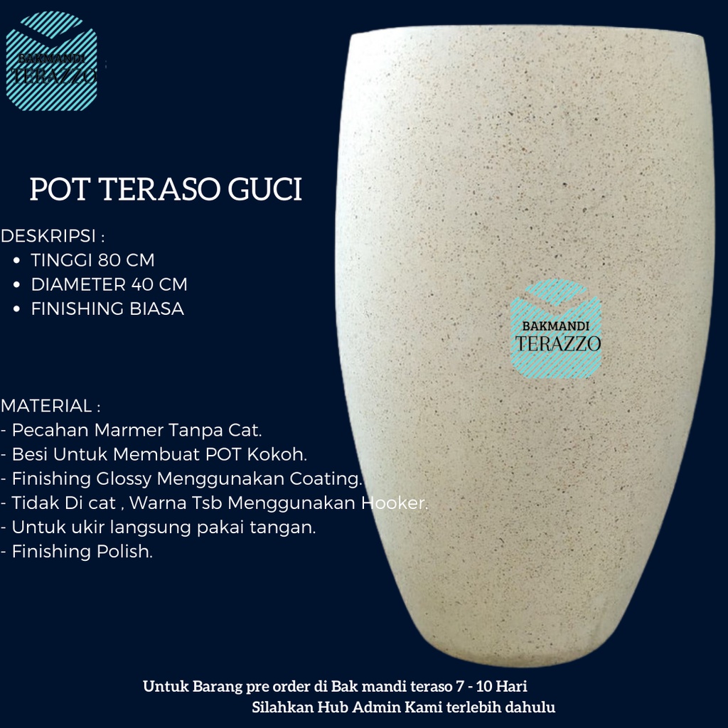 BAKMANDI TERAZZO/POT TERASO GENTONG PUTIH| POT TERASO MURAH| POT TAMAN| POT TERASO MURAH