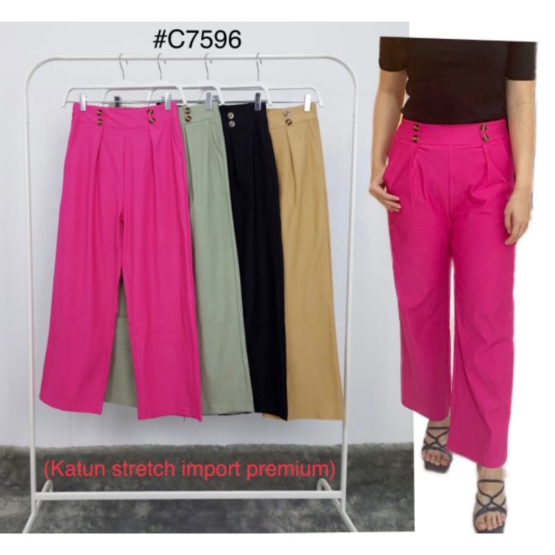 Celana Katun Stretch Import Premium, Celana Wanita, Celana Kerja