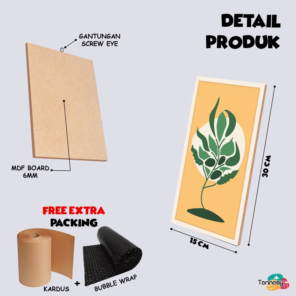 TENNESY HIASAN DINDING ABSTRAK TANAMAN PLANT WALL DECOR 15x30CM PAJANGAN KAYU POSTER DEKORASI DINDING KAMAR TIDUR RUMAH