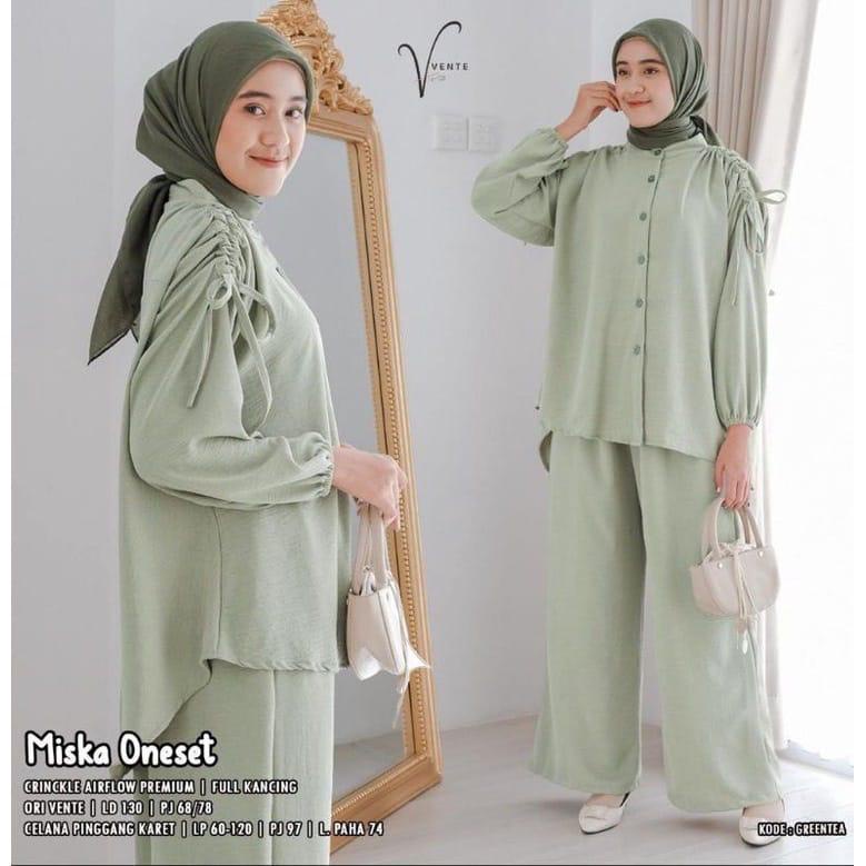 VIONA ONE SET | SETELAN WANITA KRINKLE | SETELAN LENGAN SERUT
